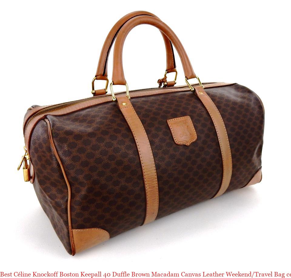 Best Céline Knockoff Boston Keepall 40 Duffle Brown Macadam Canvas Leather Weekend/Travel Bag ...