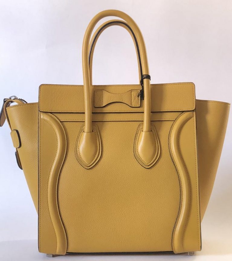 Flawless Céline Mirror Luggage Micro Yellow Pebbled Leather Tote celine ...